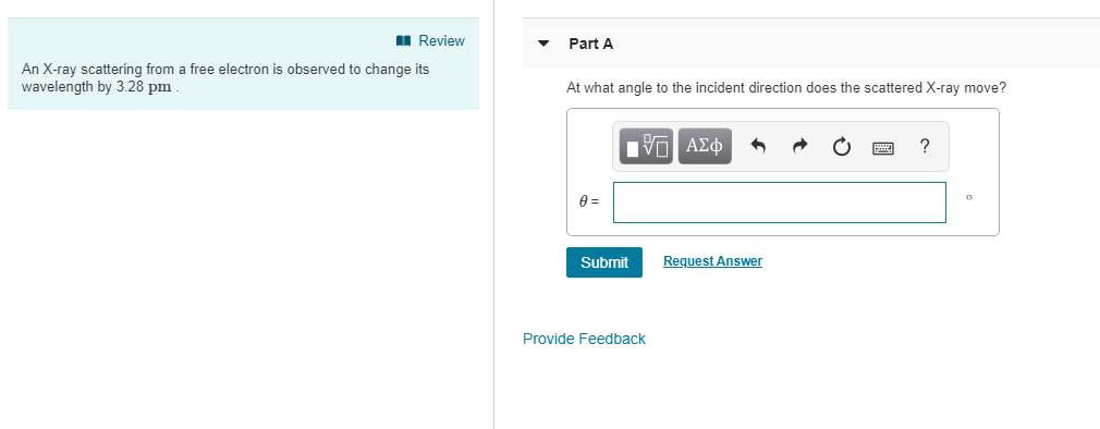 Solved Review Part A An X-ray scattering from a free | Chegg.com