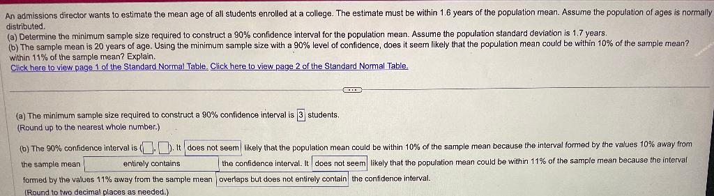 Solved An admissions director wants to estimate the mean age | Chegg.com