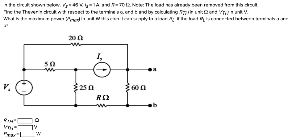 Solved In The Circuit Shown Below, Vs = 46 V, Is= 1 A, And | Chegg.com