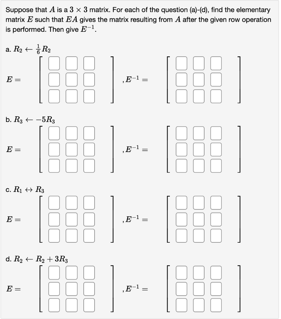 Solved Suppose that A is a 3 x 3 matrix. For each of the | Chegg.com