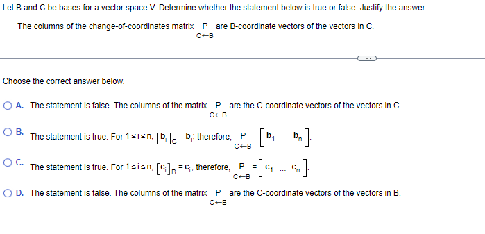 Solved Let B And C Be Bases For A Vector Space V. Determine | Chegg.com