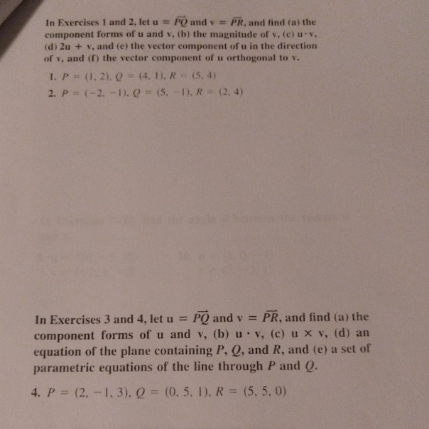 Solved In Exercises 1 And 2 Let U Po And V Pr And F Chegg Com