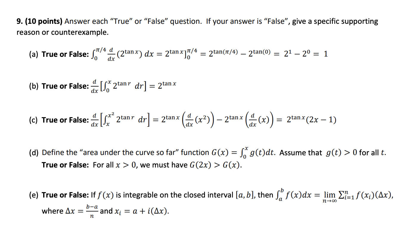 Solved 9 10 Points Answer Each True Or False Quest Chegg Com