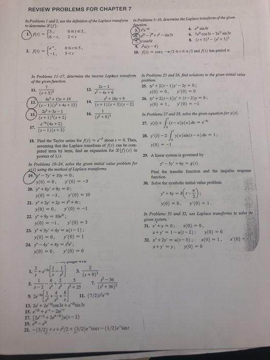 Solved REVIEW PROBLEMS FOR CHAPTER 7 In Problenms I and 2, | Chegg.com