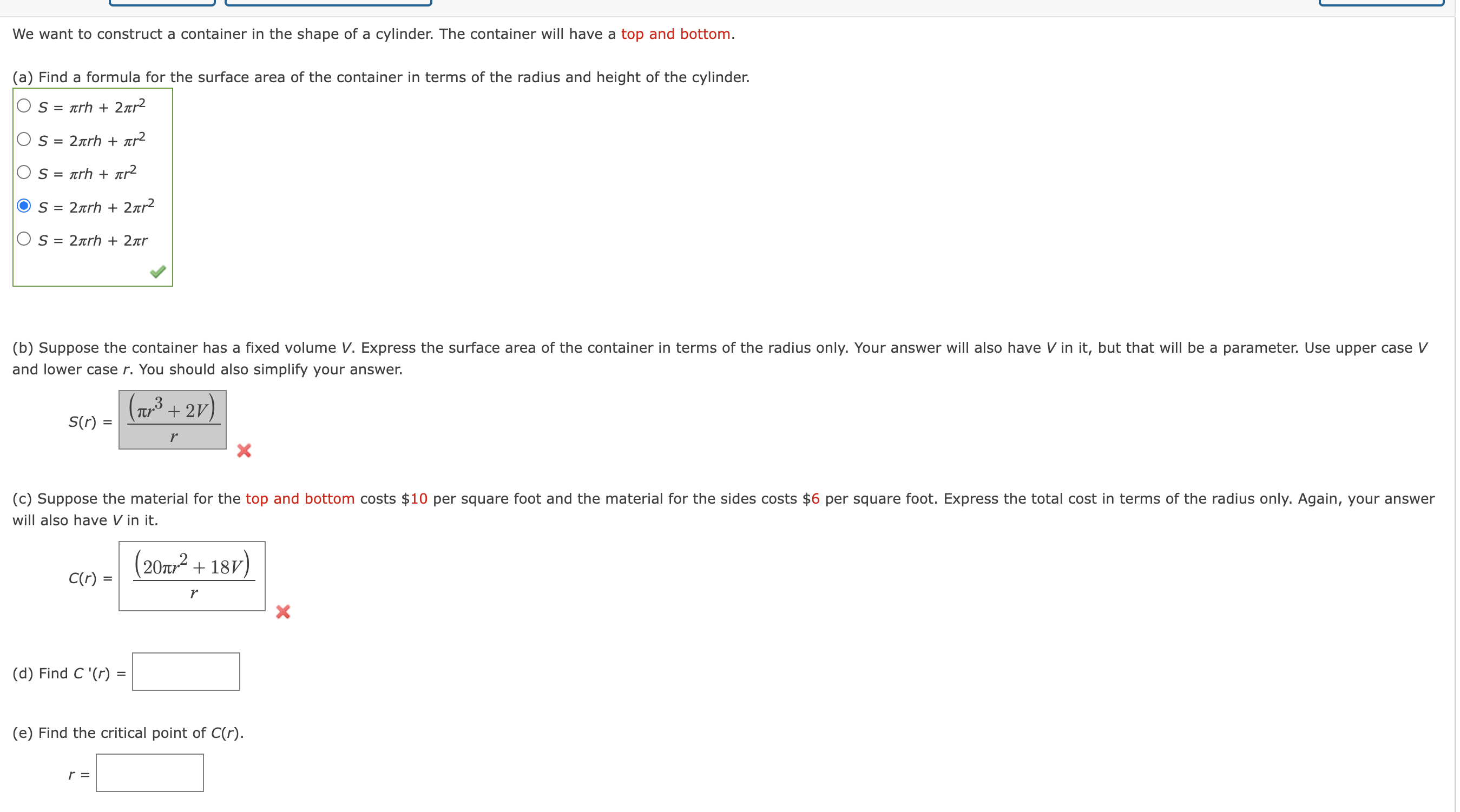 Solved We want to construct a container in the shape of a | Chegg.com