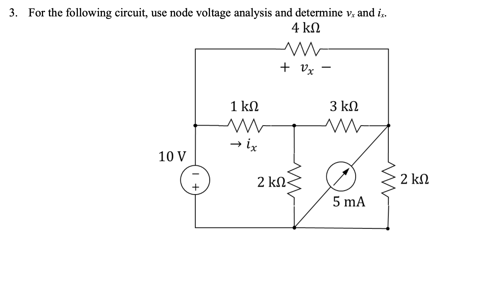 Solved 3. For the following circuit, use node voltage | Chegg.com