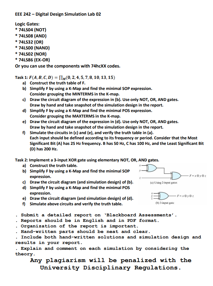 Solved EEE 242 - Digital Design Simulation Lab 02 Logic | Chegg.com