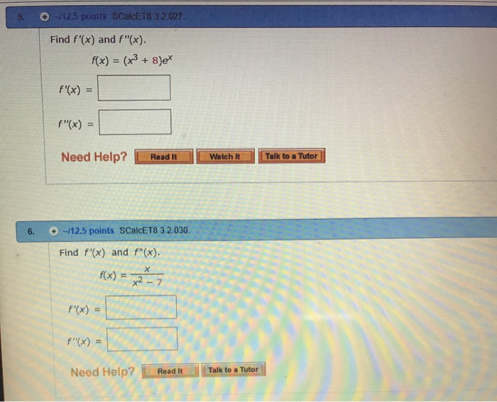 Solved Find F x And F x x x3 8 ex F x F x Chegg