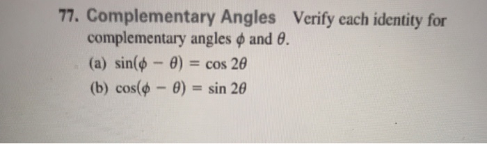 Solved 77. Complementary Angles Verify each identity for θ. | Chegg.com