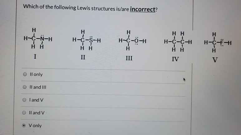 Solved Which Of The Following Lewis Structures Isare 0523