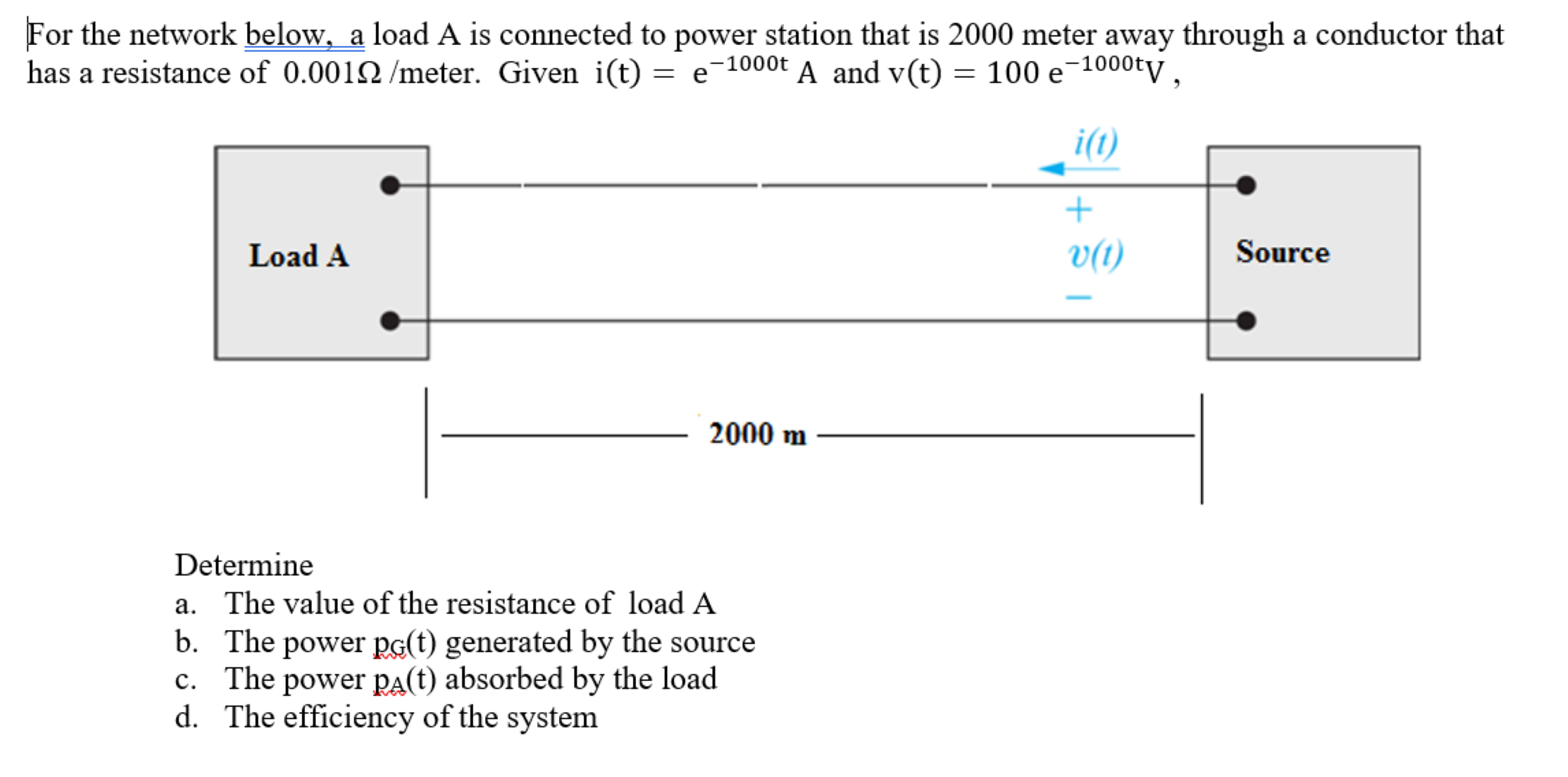 Solved For the network below, a load A is connected to | Chegg.com