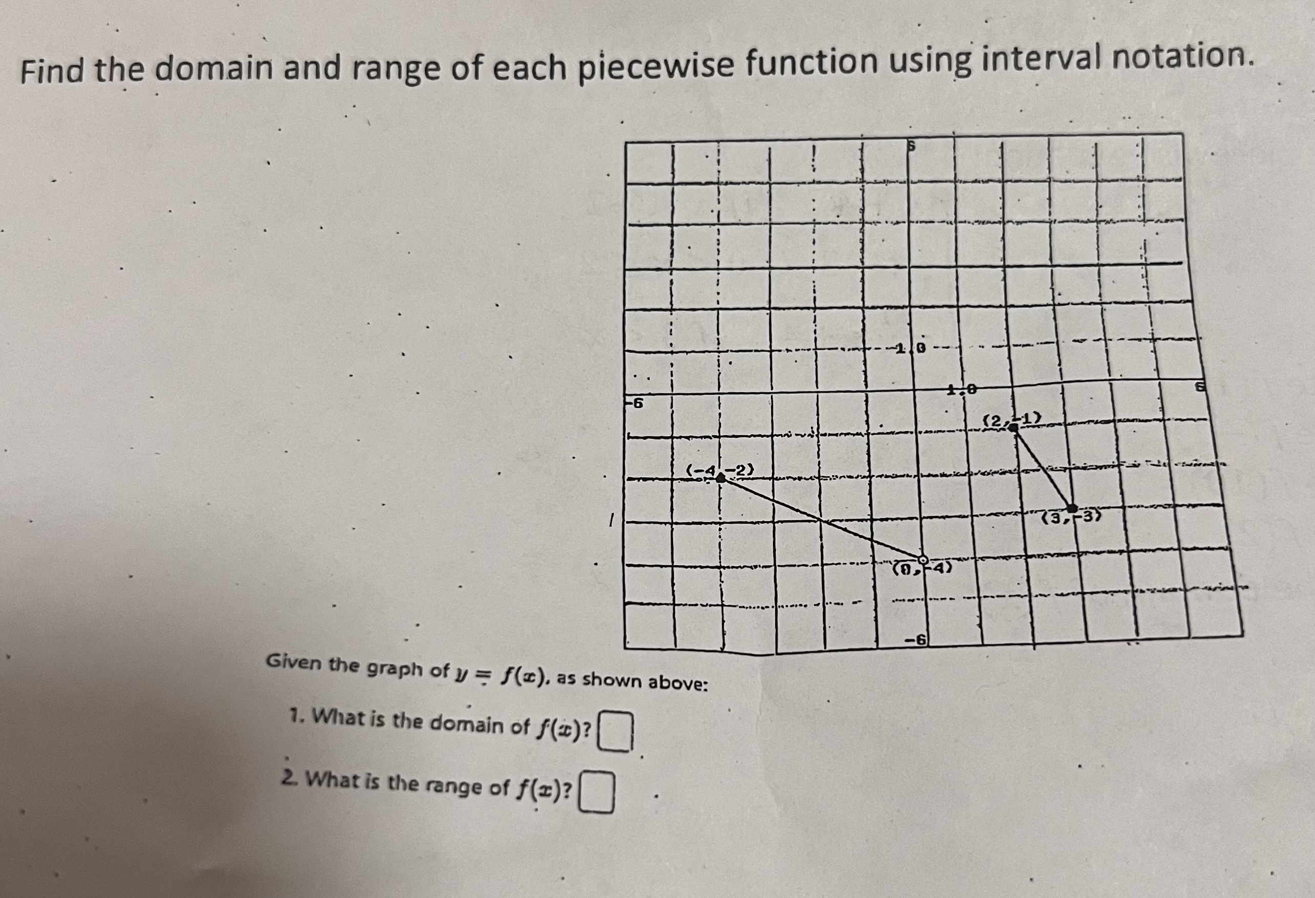 Solved Find the domain and range of each piecewise function | Chegg.com