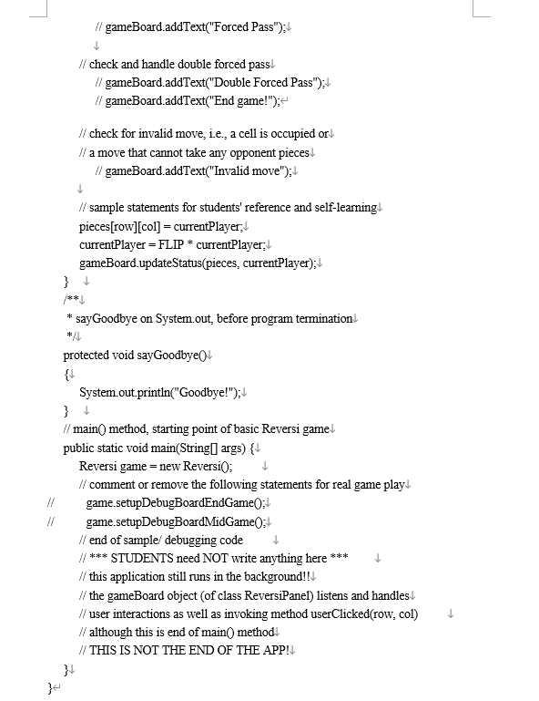 I need to create a reversi game program with java. | Chegg.com