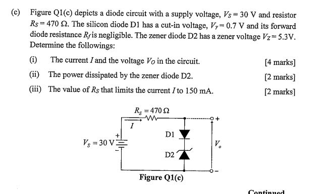 Solved (c) ﻿Figure Q1(c) ﻿depicts A Diode Circuit With A | Chegg.com