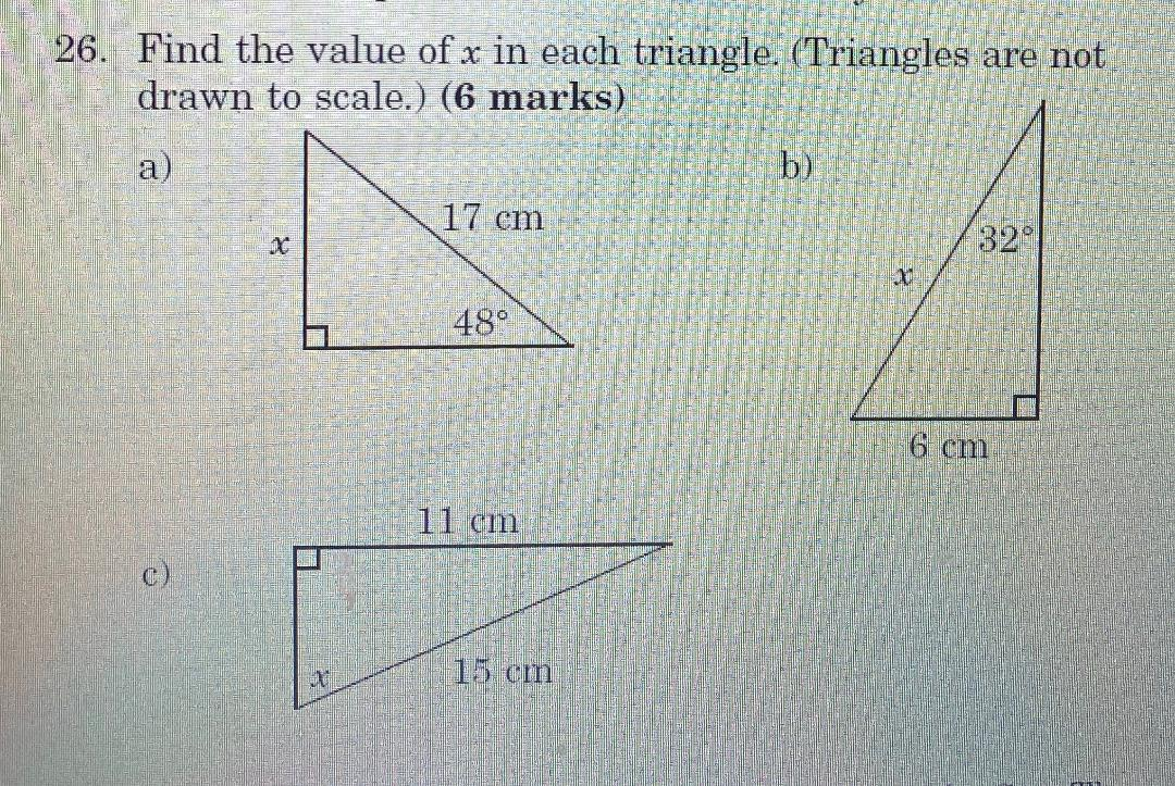 Solved 26 Find The Value Of X In Each Triangle Triangl Chegg Com