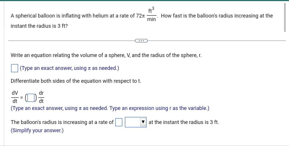 Solved A spherical balloon is inflating with helium at a | Chegg.com