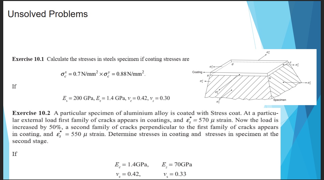 Solved Exercise 10.1 ﻿Calculate the stresses in ﻿steels | Chegg.com