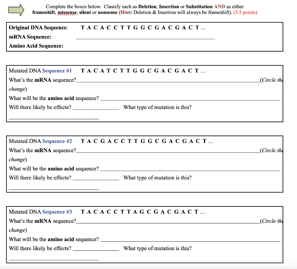 Solved Complete the boxes below. Classify each as Deletion,