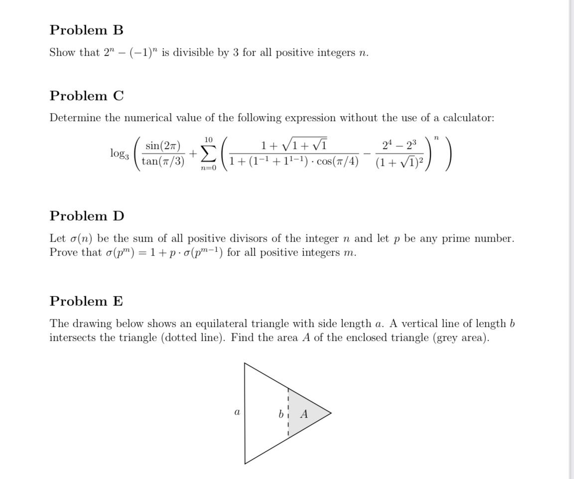 Solved Problem B Show That \\( 2^{n}-(-1)^{n} \\) Is | Chegg.com