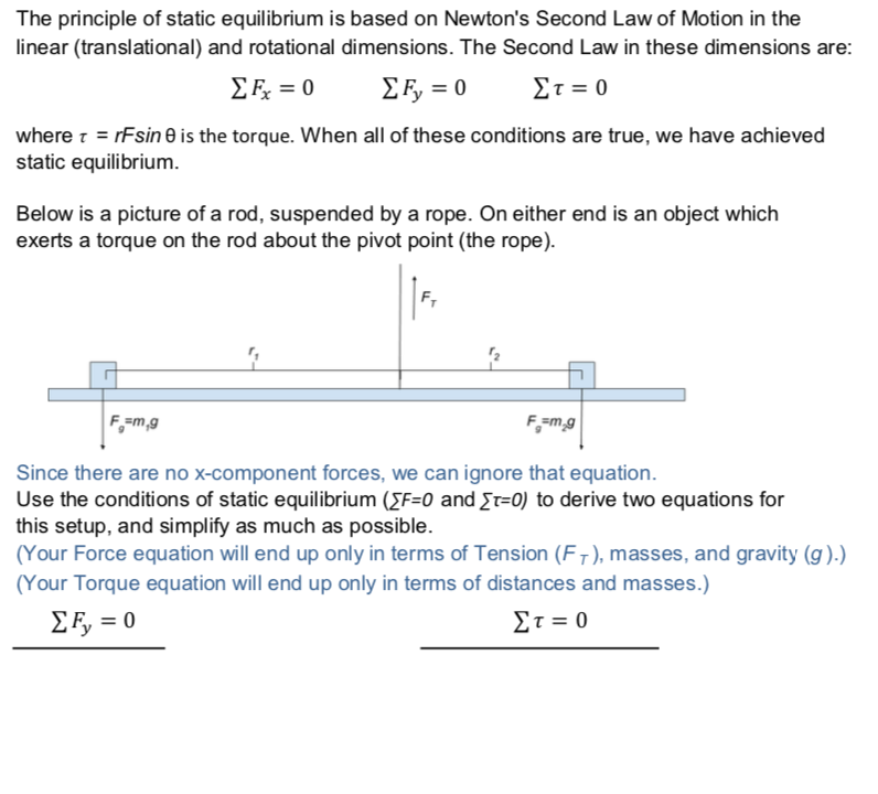 Solved The principle of static equilibrium is based on | Chegg.com
