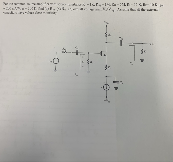Solved For the common-source amplifier with source | Chegg.com