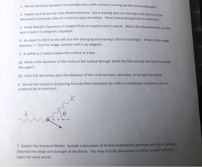 Solved 1. Derive the force between two parallel wires with