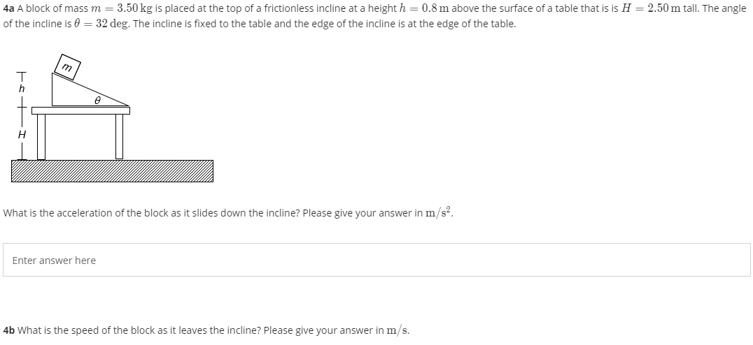 Solved 4a A Block Of Mass M = 3.50 Kg Is Placed At The Top | Chegg.com