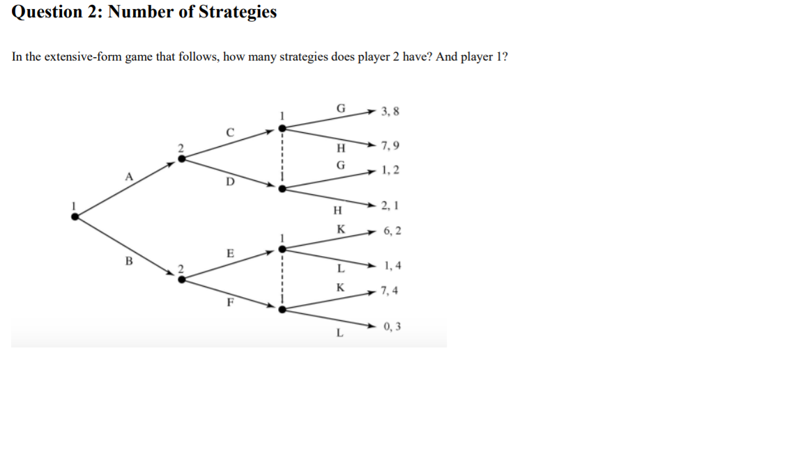Solved Question 2: Number of Strategies In the | Chegg.com