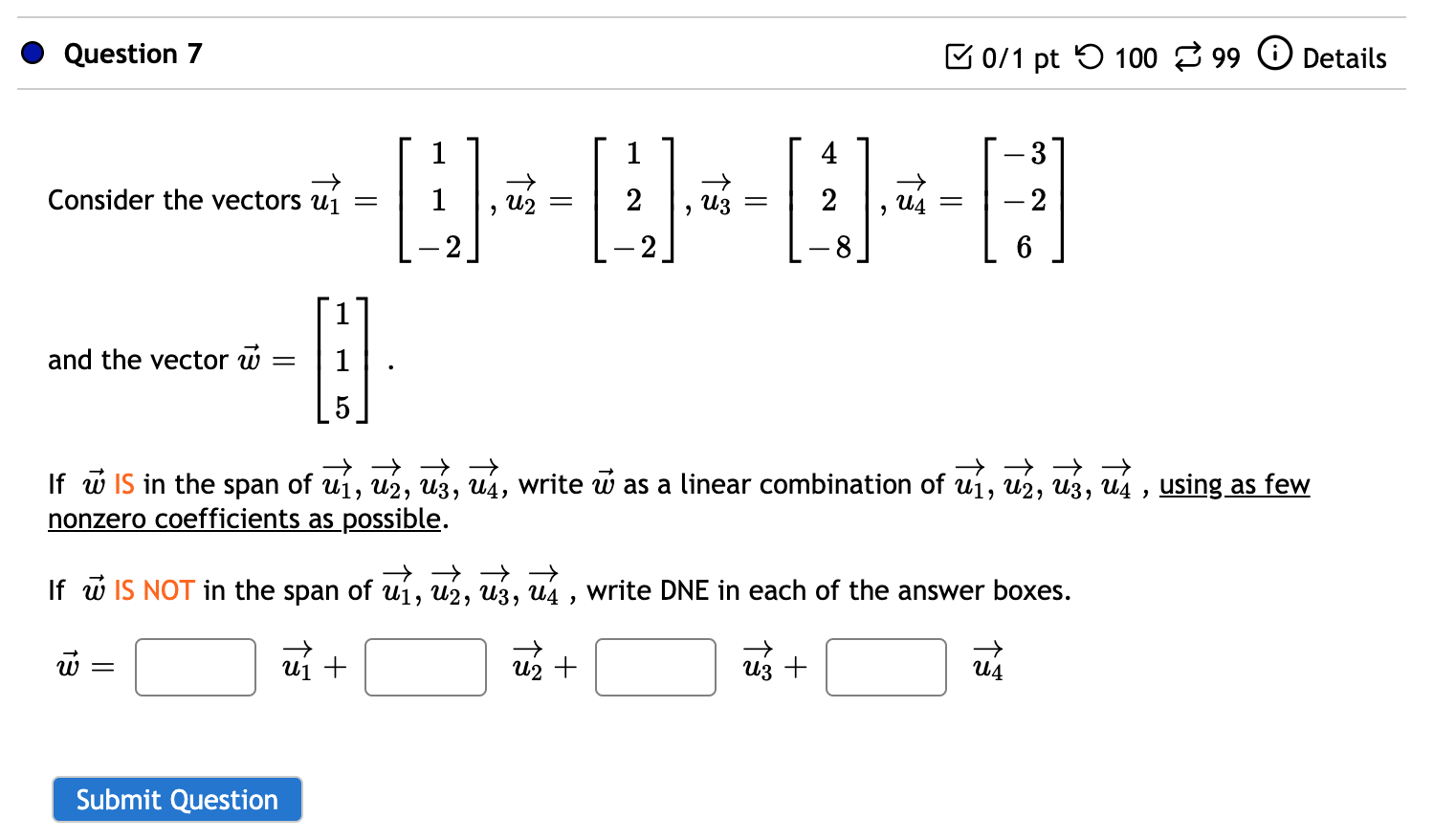 Solved Consider the vectors | Chegg.com