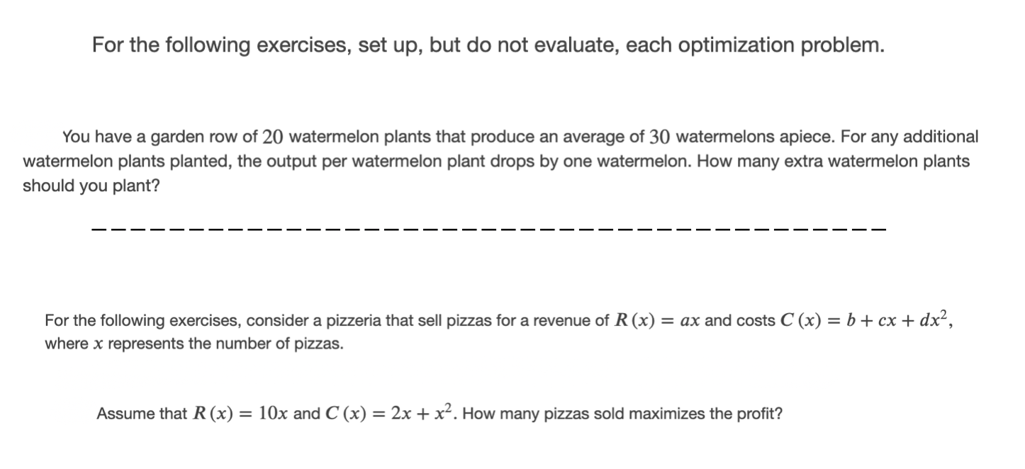 Solved For the following exercises set up but do not Chegg