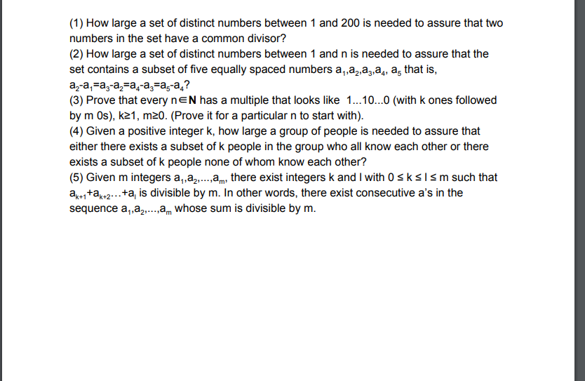 Pigeonhole Principle Consider the following question