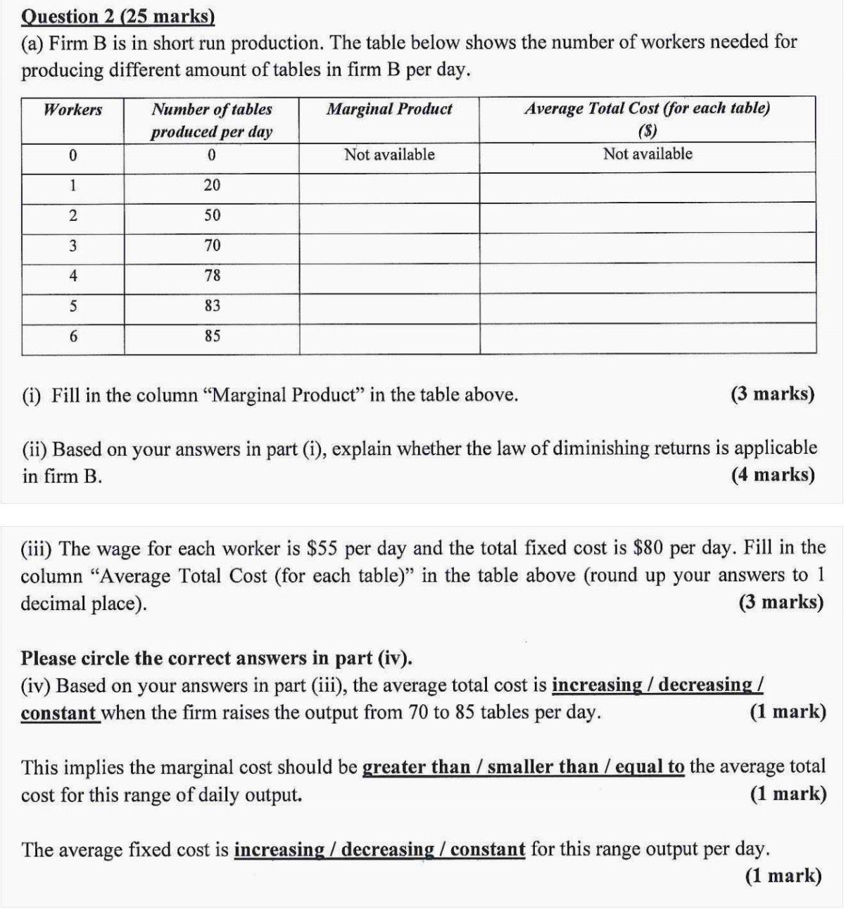 Solved Question 2 (25 Marks) (a) Firm B Is In Short Run | Chegg.com