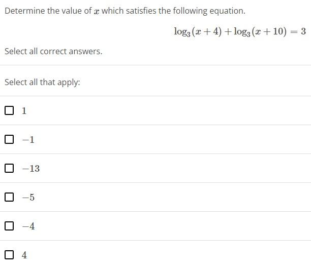 Solved Determine the value of x which satisfies the
