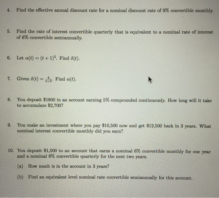 Solved Find the effective annual discount rate for a nominal