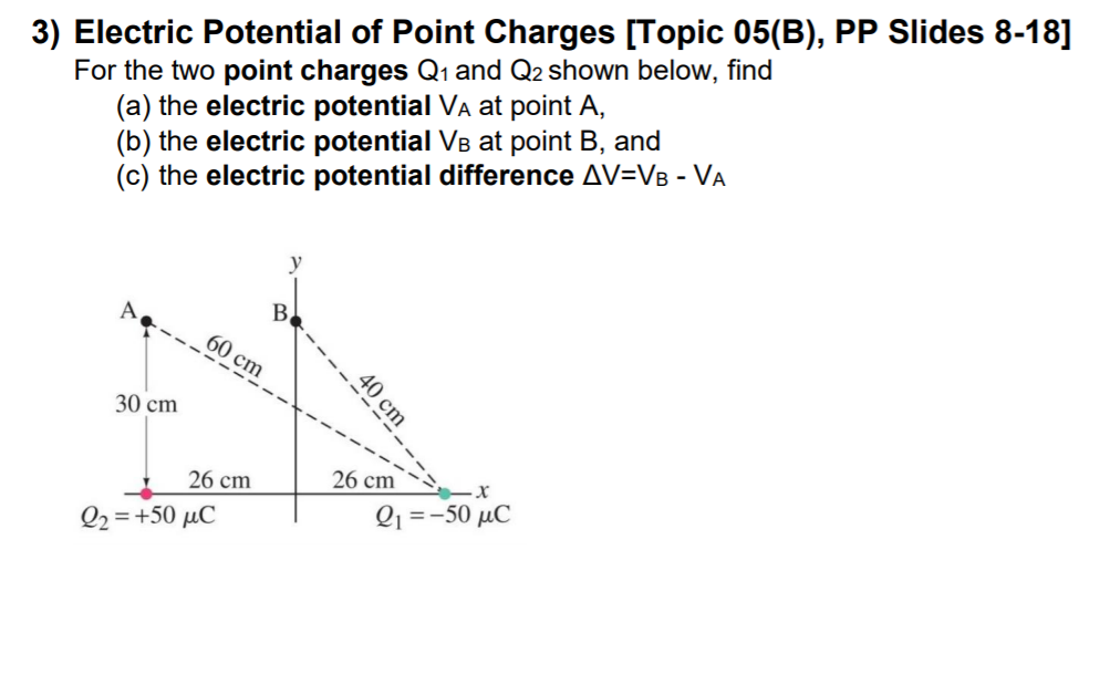 Solved 3) Electric Potential Of Point Charges [Topic 05(B), | Chegg.com