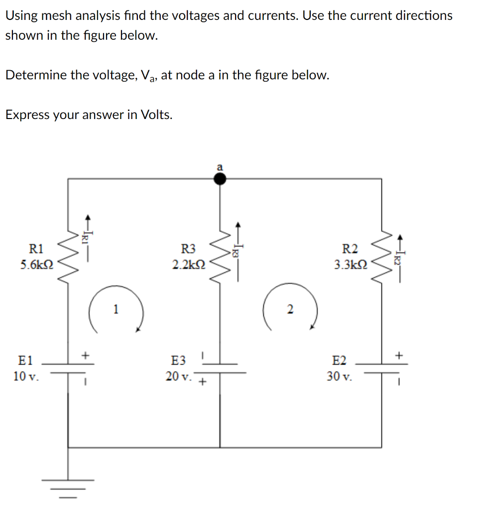 Solved Using Mesh Analysis Find The Voltages And Currents. | Chegg.com