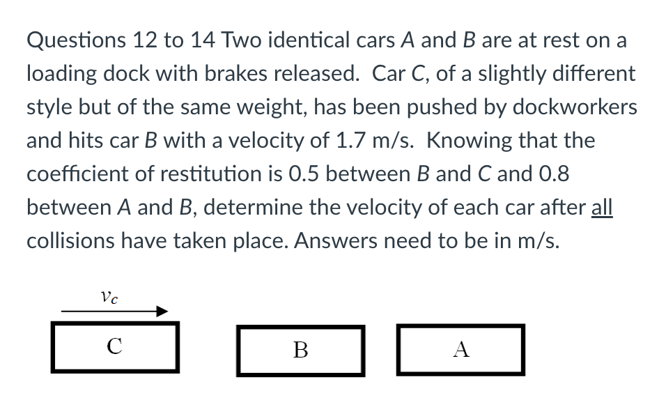 Solved Questions 12 ﻿to 14 ﻿Two Identical Cars A And B Are | Chegg.com