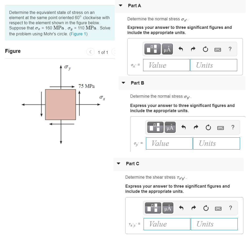 Solved Part A Determine the normal stress o Determine the | Chegg.com