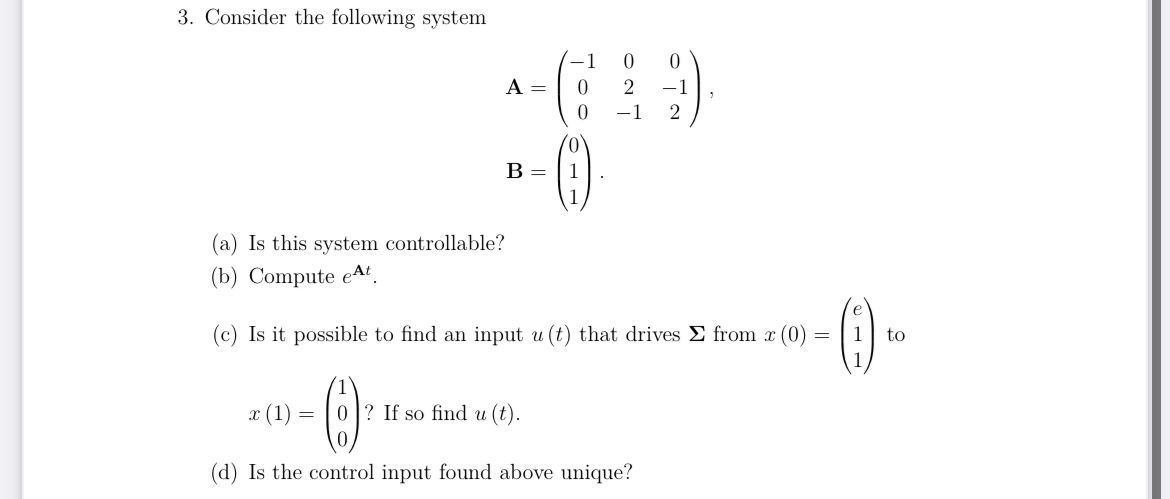 Solved 3. Consider the following system | Chegg.com