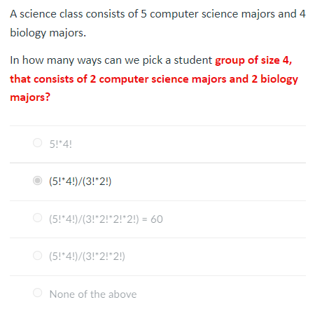 Solved A science class consists of 5 computer science majors | Chegg.com
