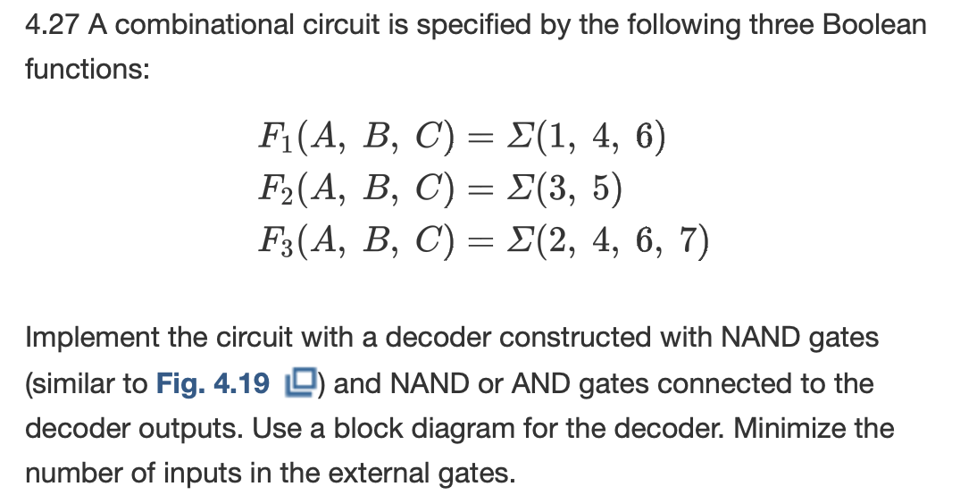 Solved 4.27 A Combinational Circuit Is Specified By The | Chegg.com