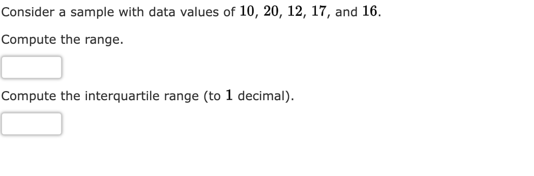 Solved Consider a sample with data values of 10, 20, 12, 17, | Chegg.com