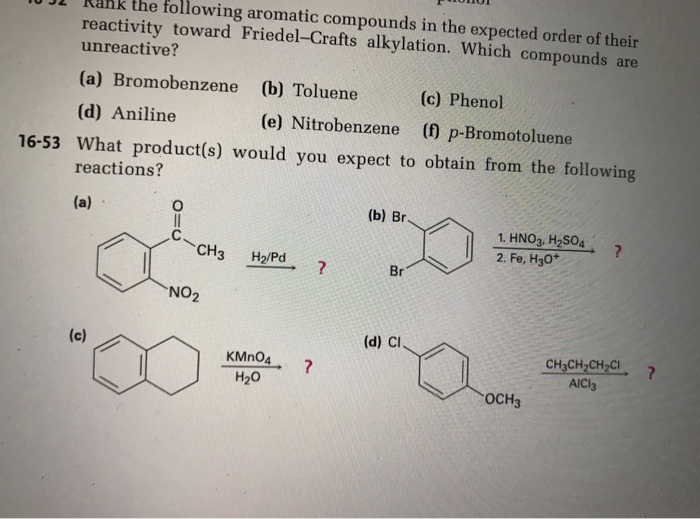 Solved Rank The Following Aromatic Compounds In The Expected Chegg