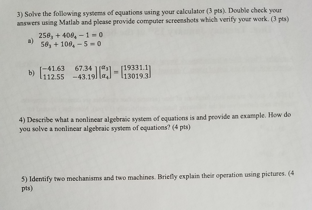 Solved 3) Solve the following systems of equations using | Chegg.com