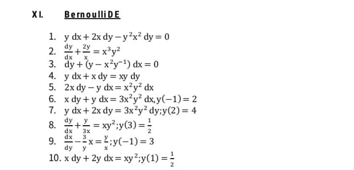 x dy dx )-( 1 x y xy 2 bernoulli