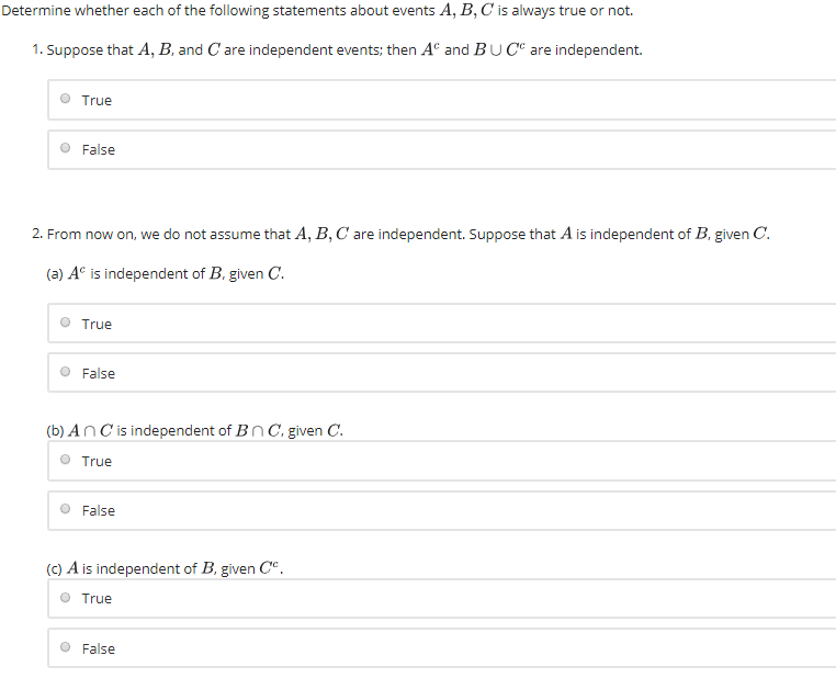 Solved Determine Whether Each Of The Following Statements | Chegg.com