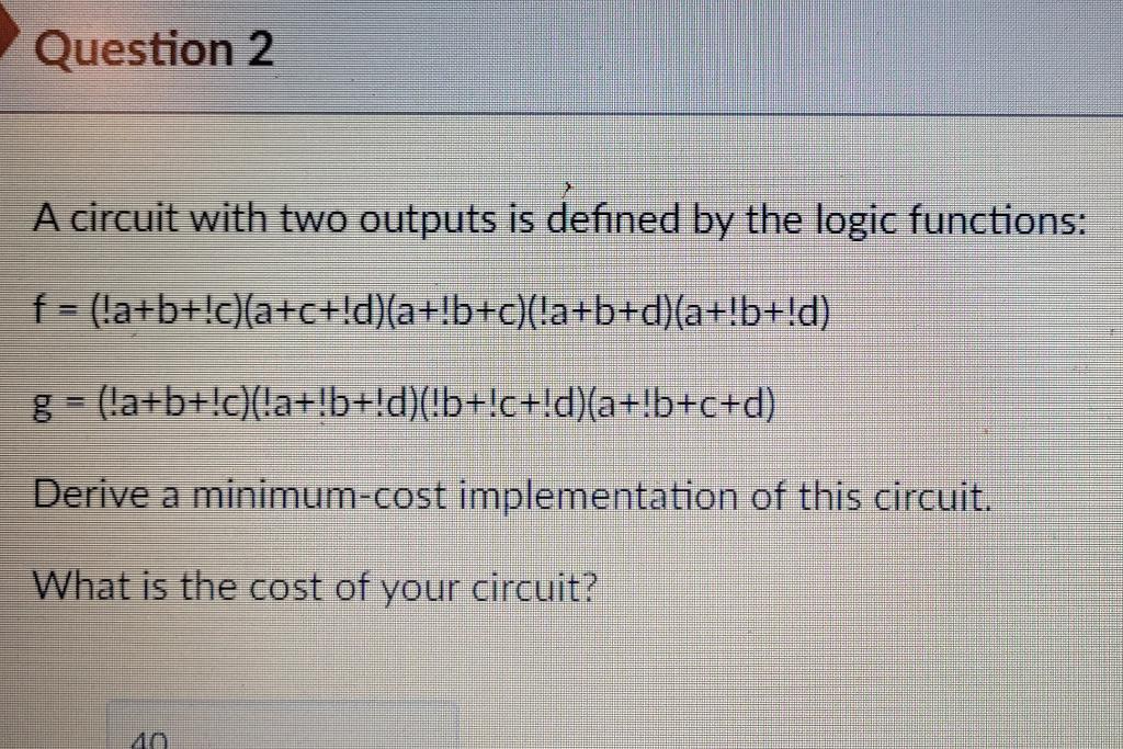 Solved A circuit with two outputs is defined by the logic | Chegg.com