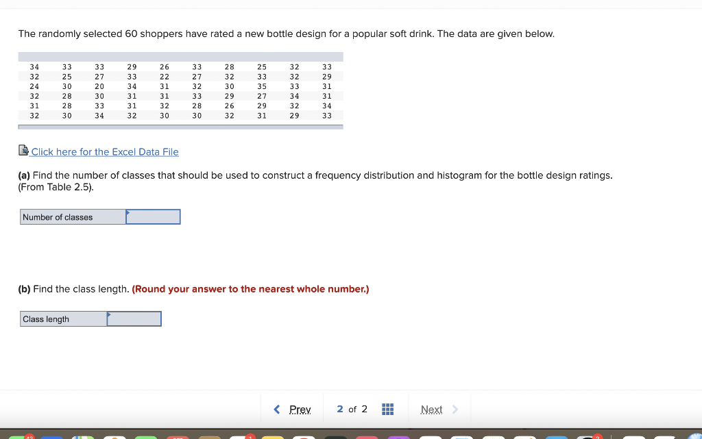 Solved The randomly selected 60 shoppers have rated a new | Chegg.com