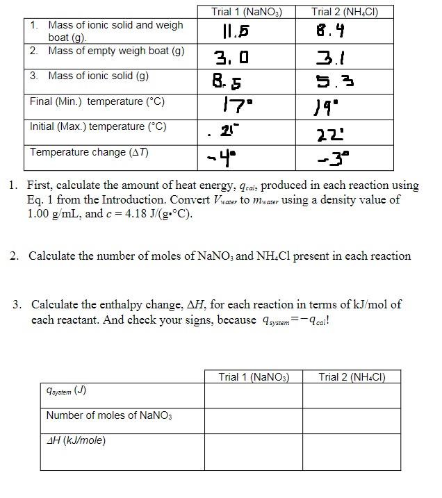 First, calculate the amount of heat energy, qcal,