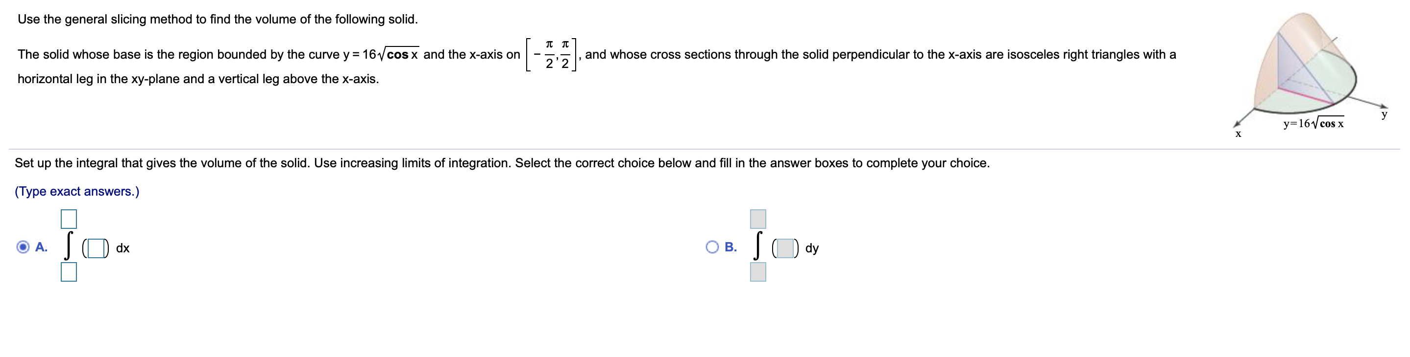 Solved Use the general slicing method to find the volume of | Chegg.com